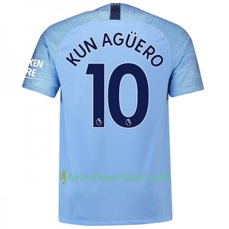Jalkapallo Pelipaidat Manchester City Kun Aguero 10 Kotipaita 2018-2019 Lyhythihainen